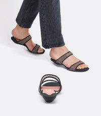 Mia Mules in Black Crystal Mesh
