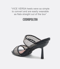 Mia Mules in Black Crystal Mesh