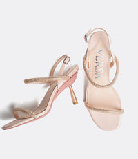 Brooklyn-sandalen in roségouden kristal